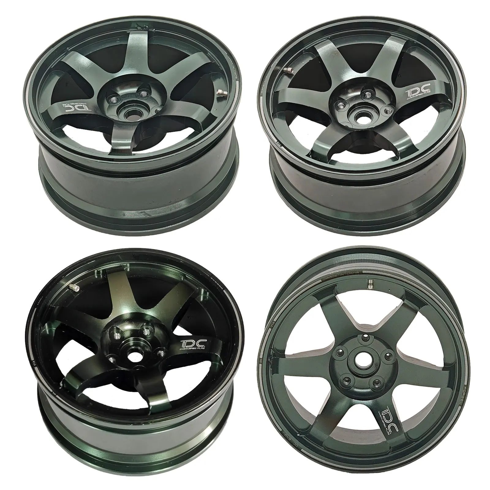 4pcs DC Model TE37 Drift Wheels 7075 Aircraft Aluminum Alloy Strong Metal Feel, More Realistic 4P