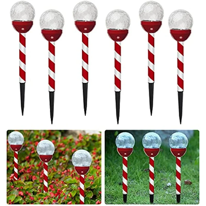 

6 Pcs Red Solar Lawn Light Outdoor Waterproof Garden Glass Ground Plug Crack Lamps Decoration Lighting