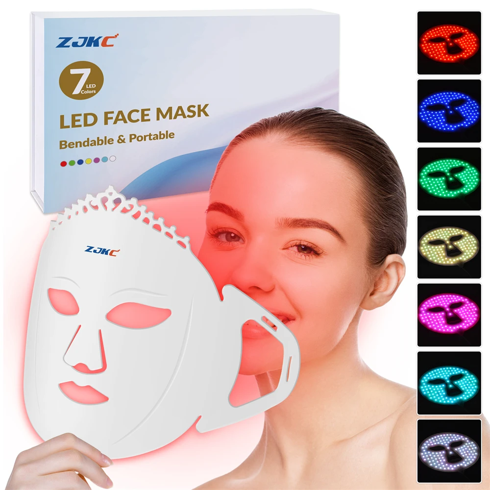 ZJKC 360pcs Chips LED Face Mask Calm Skin Photon Facial Mask for Beauty Wrinkle Removal Brighten Skin Color Remove Grease