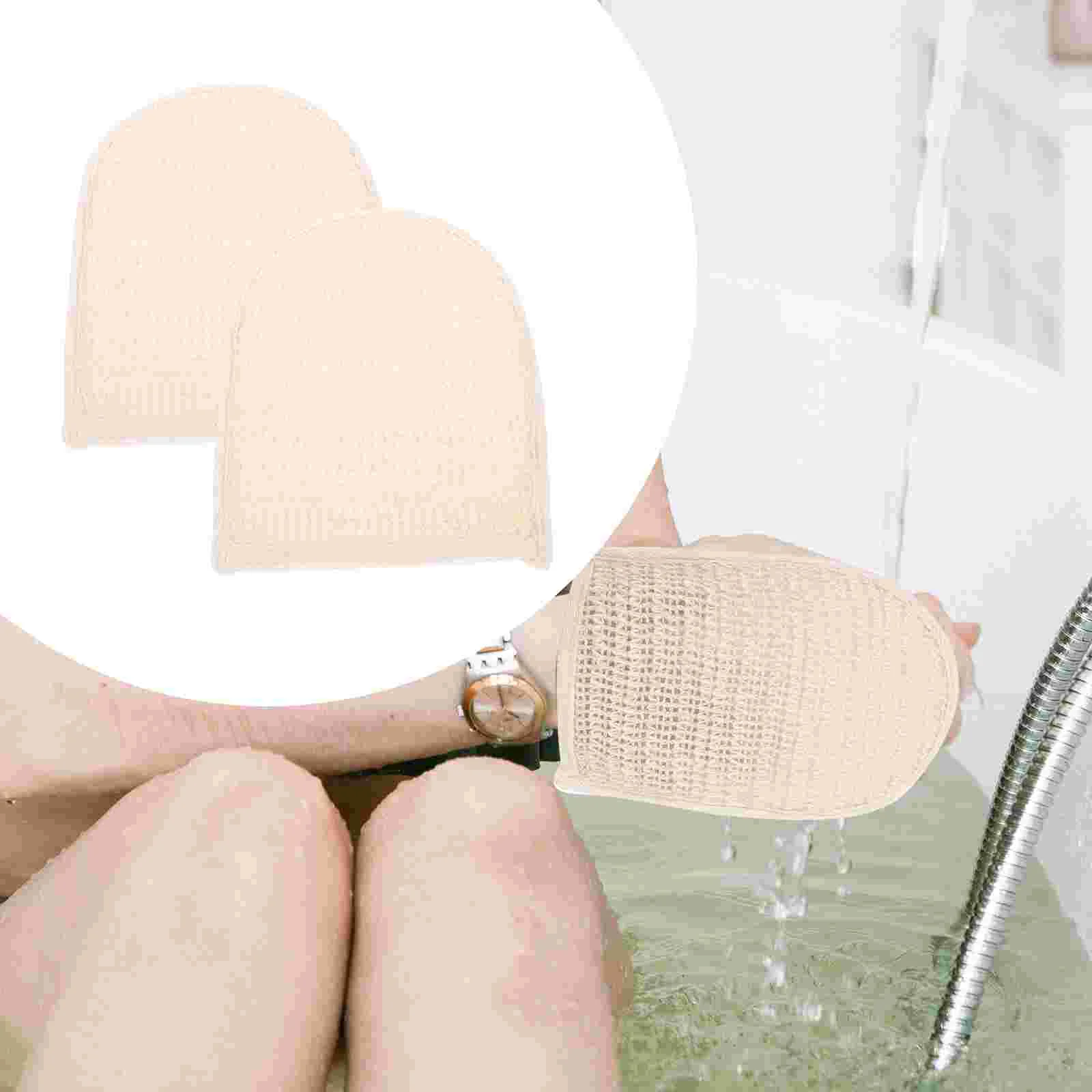 2 Pcs Cotton Loofah Bath Scrub Gloves Shower Towel Exfoliating Bathing Linen for Body