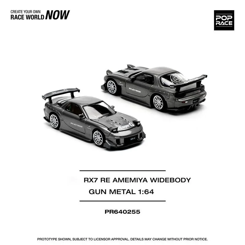 Pop Race 1:64 RE RX-7 Amemiya WIDEBODY Metal Die-Cast Car Model Collection Miniature