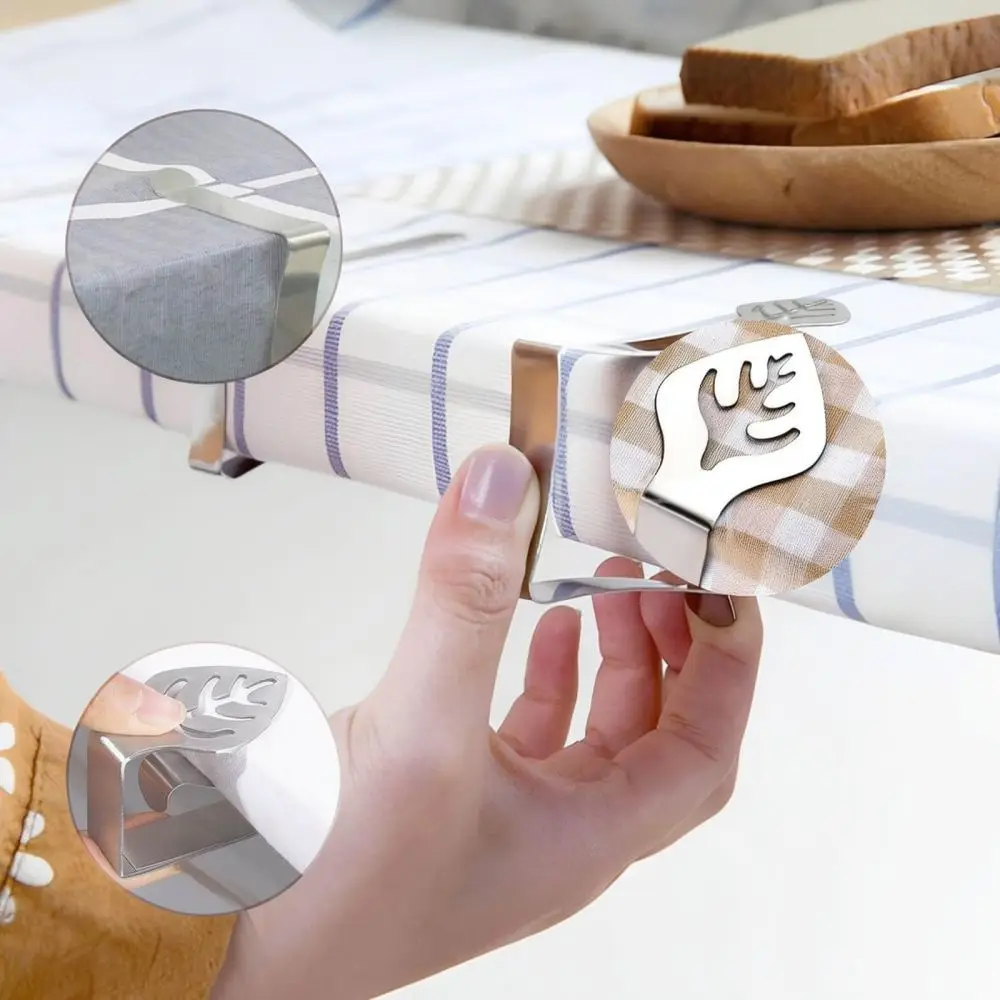 Stainless Steel Leaf Styled Tablecloth Clamp For Outdoor Picnic Garden Table Cover Decoration Anti Slip Holder Fastener