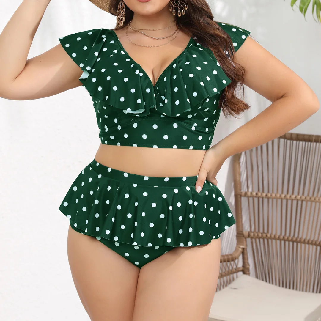 0XL - 4XL Polka Dots Bikini, große Größen, Badebekleidung, Plus-Size-Badeanzug für Damen, zweiteiliges Bikini-Set, Badeanzug, V3745 – Detail 3