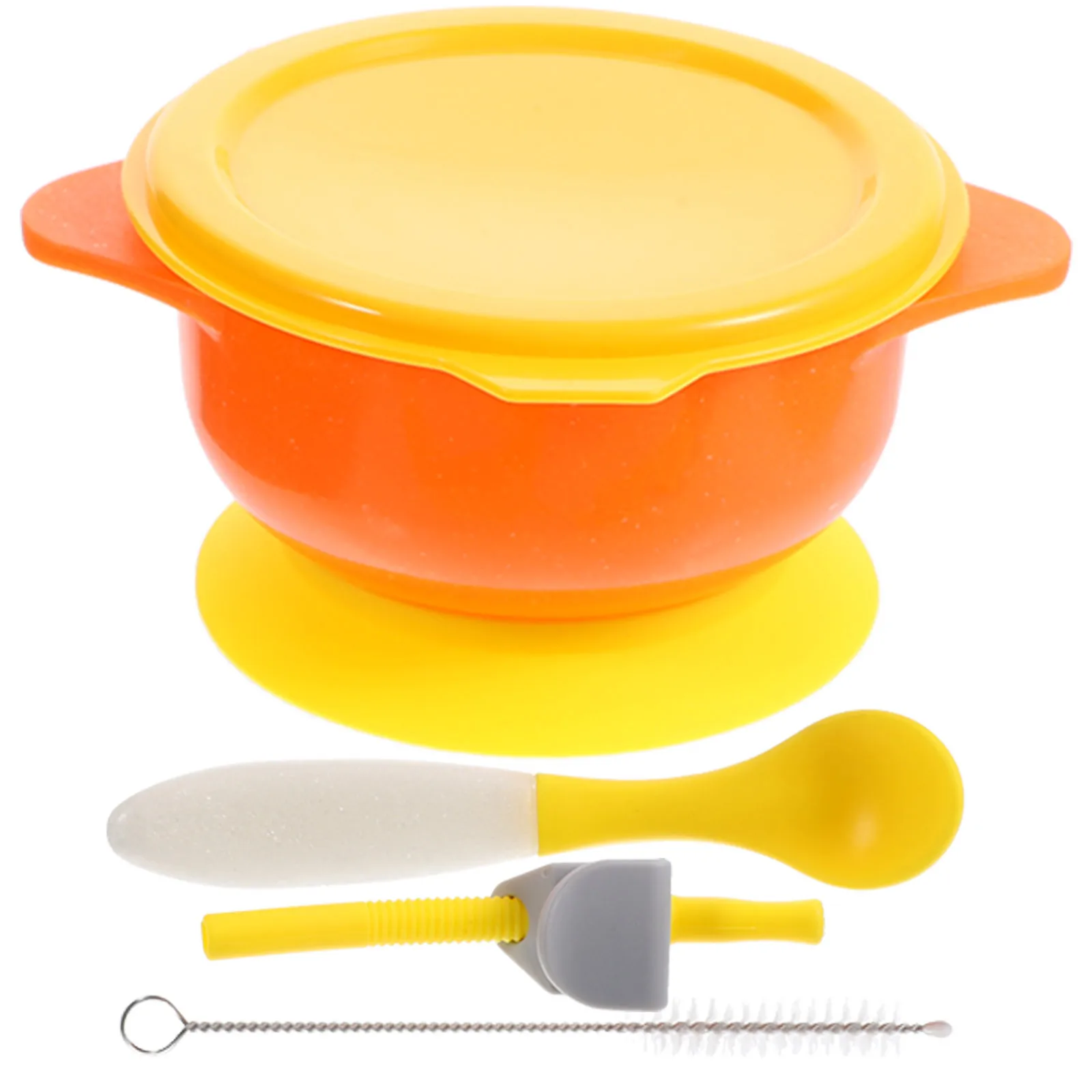 1 مجموعة 1 مجموعة الطفل شفط مع غطاء مكافحة تحرق وعاء طعام للطفل التغذية الذاتية شفط السلطانيات مجموعة وعاء الطفل مع ملعقة القش