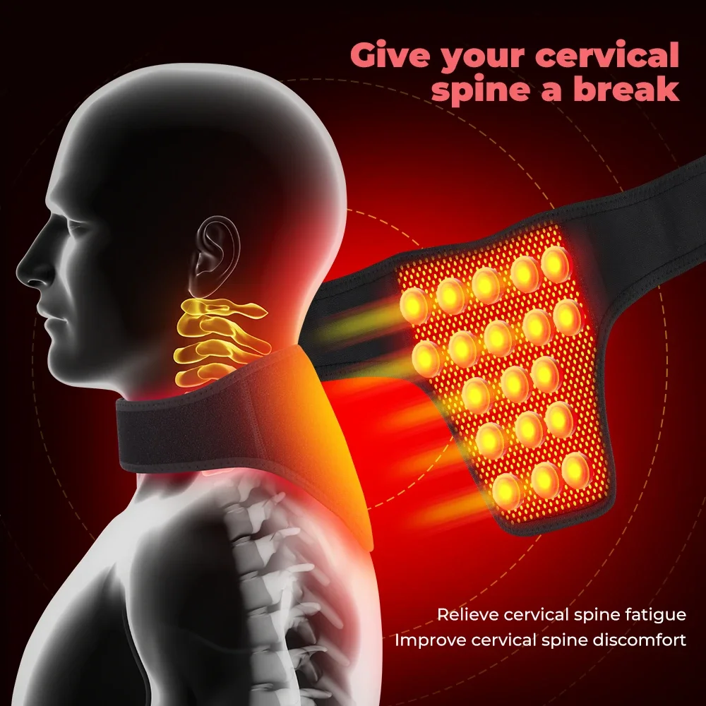 Heating Neck Brace for Pain Relief - Tourmaline Self Heating Cervical Support Wrap with Magnetic Therapy, Neck Shoulder Pain Rel - Image 2