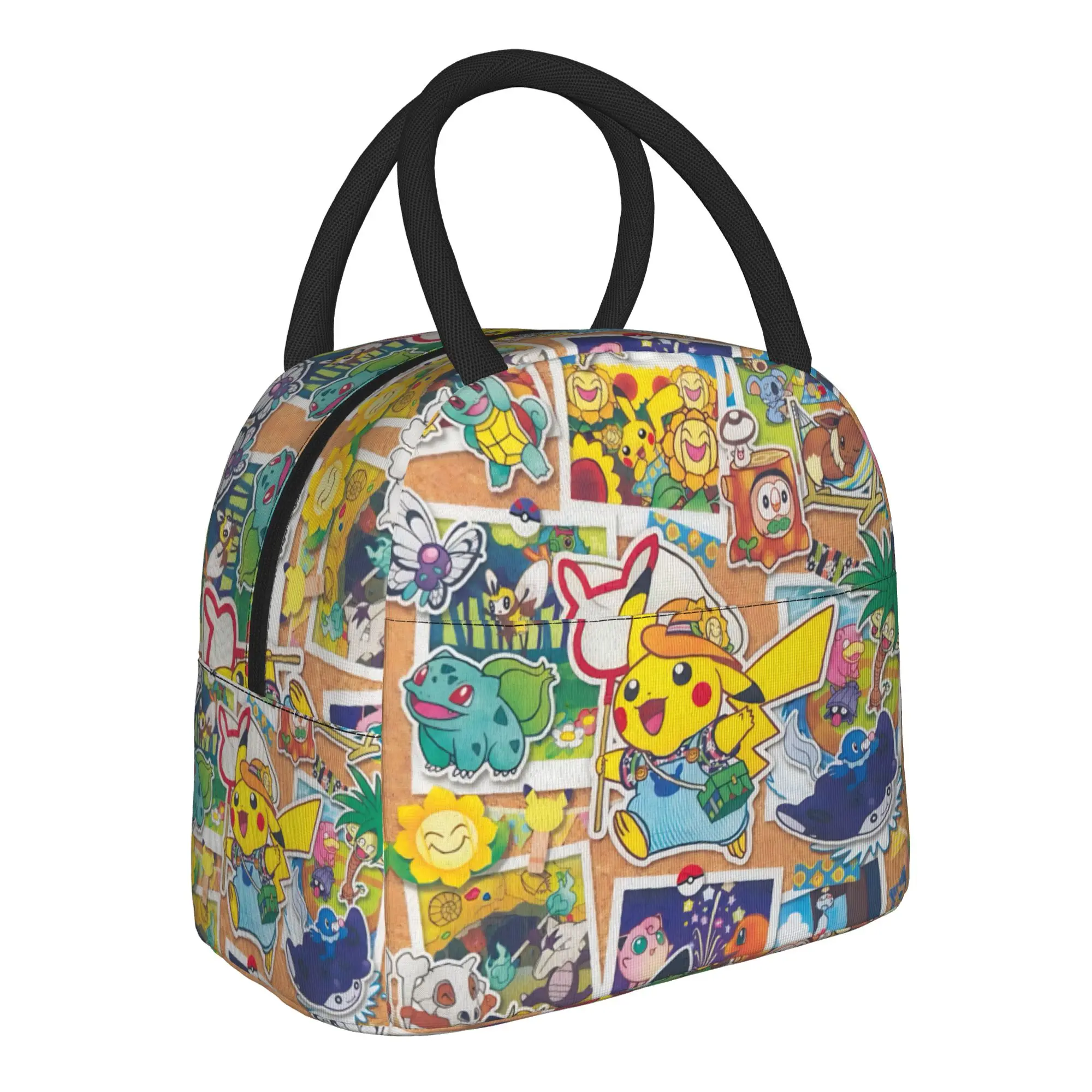 Cartoon Pokemon Theme Handbag Insulated Lunch Bag Ice Pack Rice Bag  bolsa Student Bento Lunch Handbag Insulation