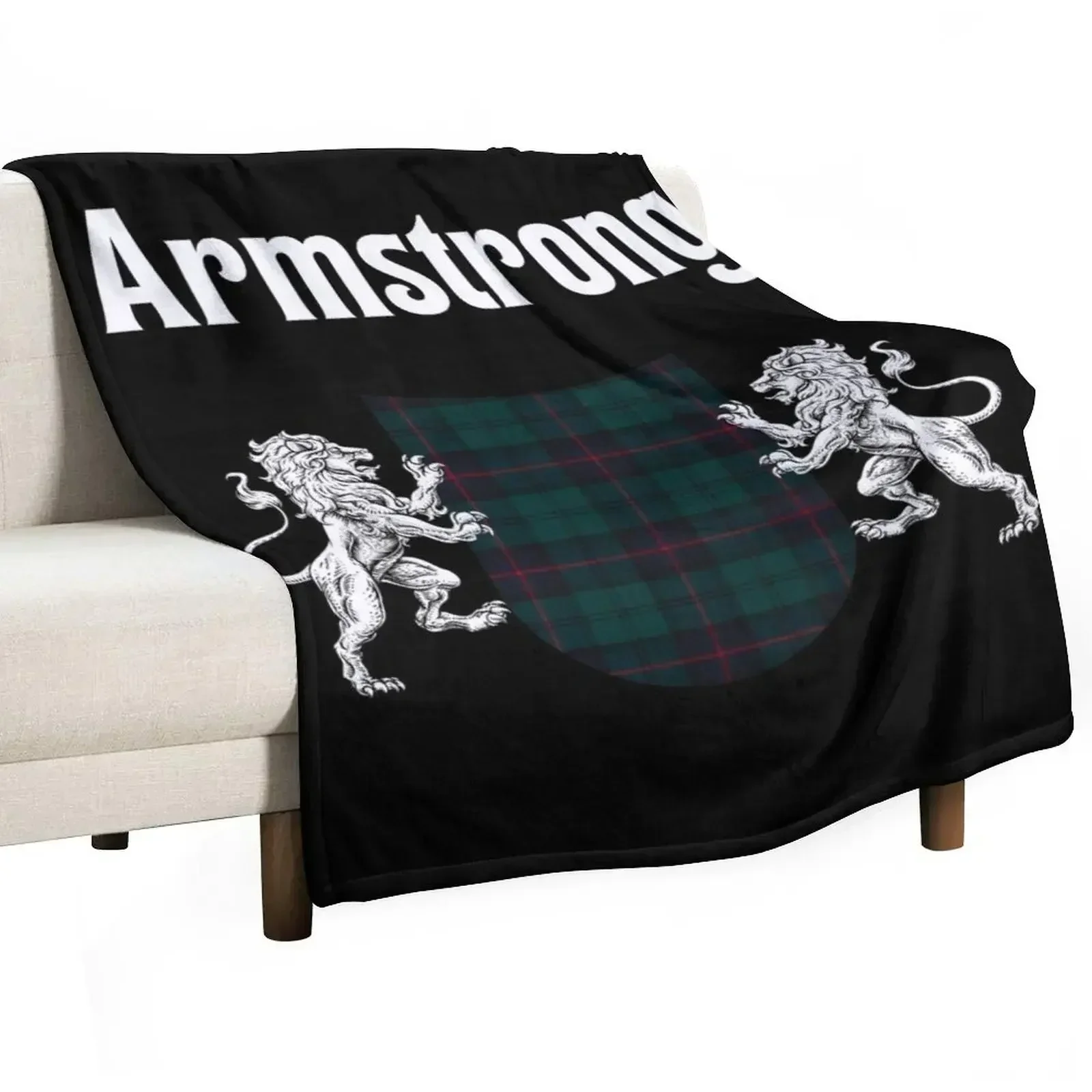 Armstrong Clan Scottish Name Coat Of Arms Tartan Throw Blanket Fuzzy Plush Throw Blanket for Sofa Chair