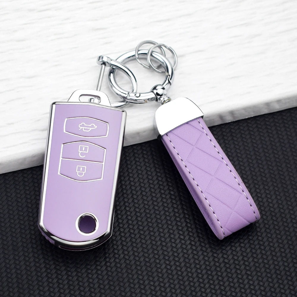 2/3 Buttons Car Key Case Cover Holder for Mazda 3 6 2 CX-5 CX-7 CX-9 Demio MX-5 RX-8 5 MPV M3 M5 M6 Soft TPU Shell Fob Keychain view 5