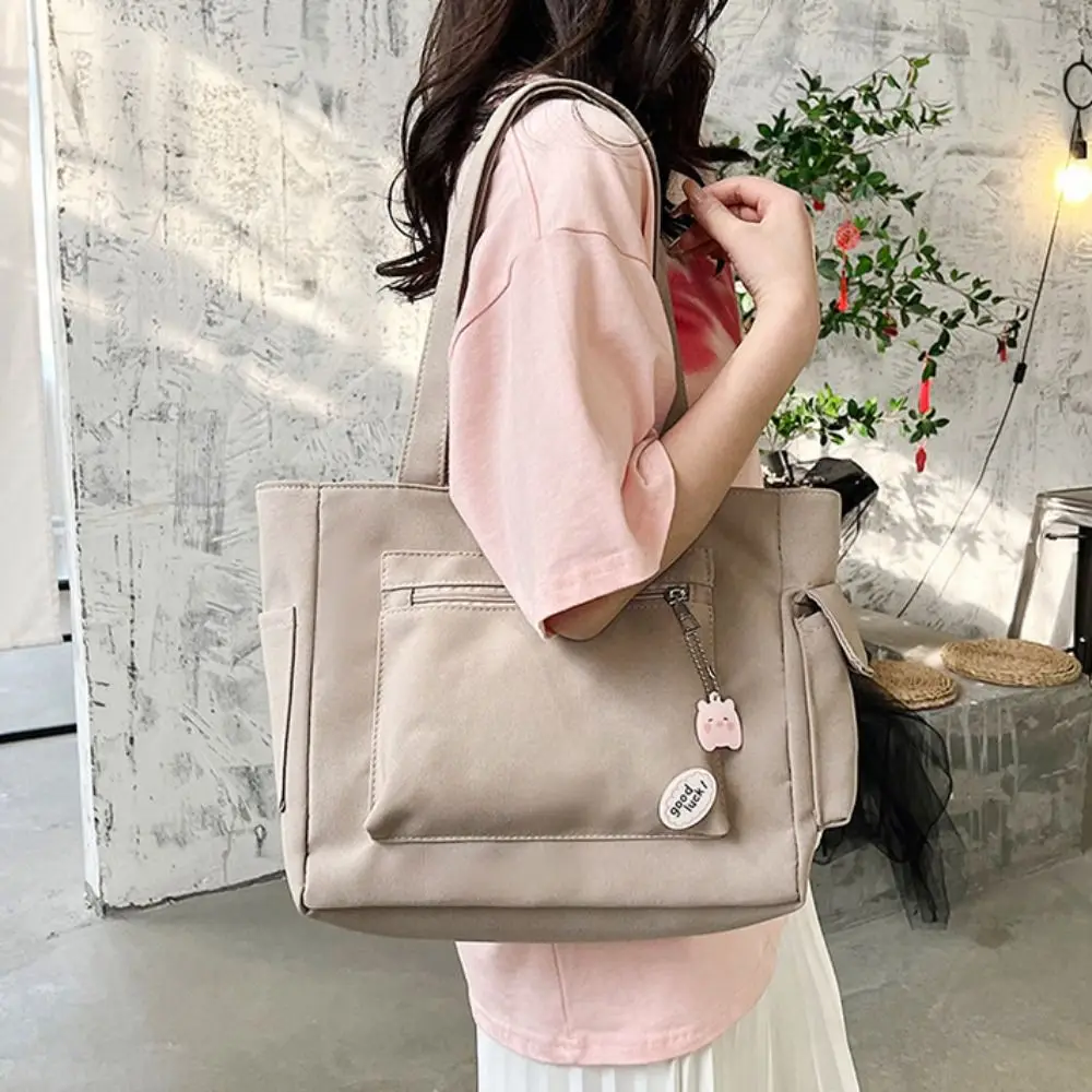 Fashionable Large Capacity Canvas Tote Bag Minority Design Portable Oxford Shopping Bag Multi-Pocket Original Mommy Bag Girls