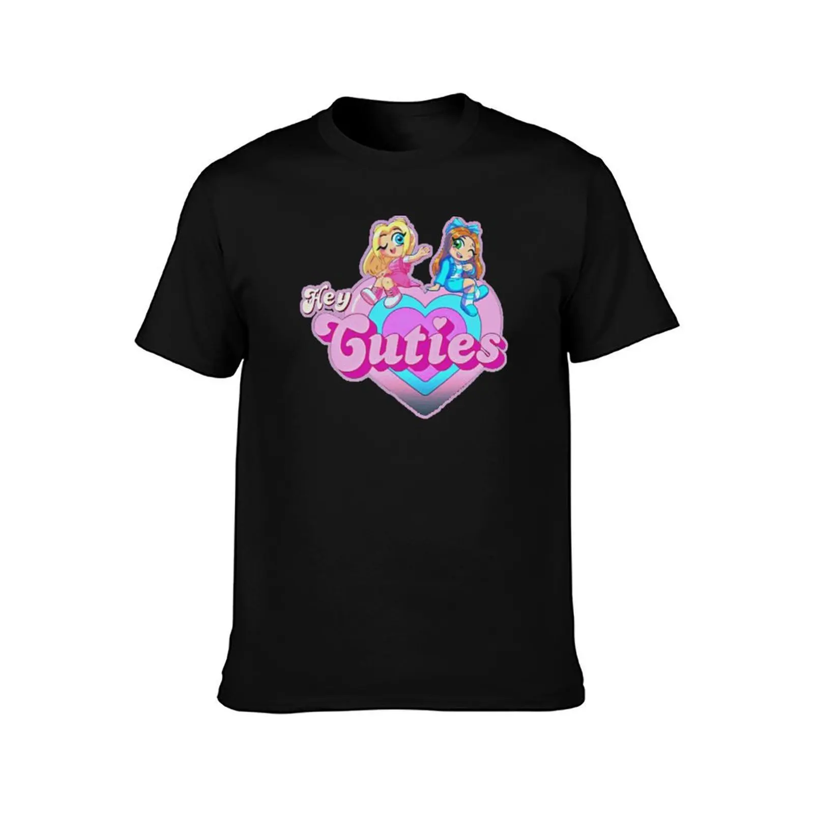 mackenzie Hey Cuties T-Shirt, Summer Casual Cotton Tee, Oversized Streetwear Tops, Vintage Graphic Print, Loose Fit Short Sleeve