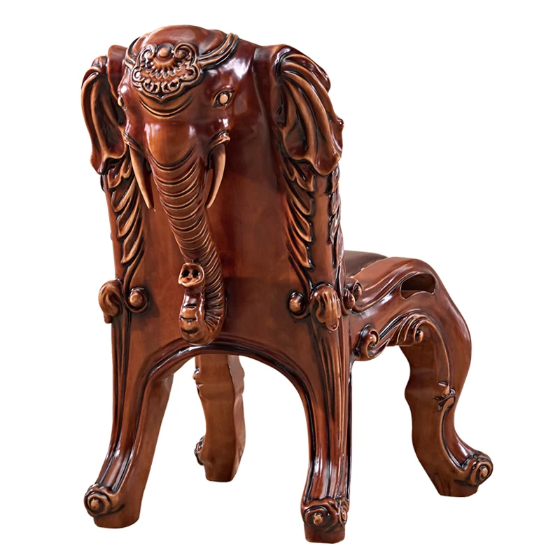 All Solid Wood Elephant Animal Carving Head Layer Cowhide Leather Shoe Changing Chair Children Cadeira Chaise 가구 Furniture