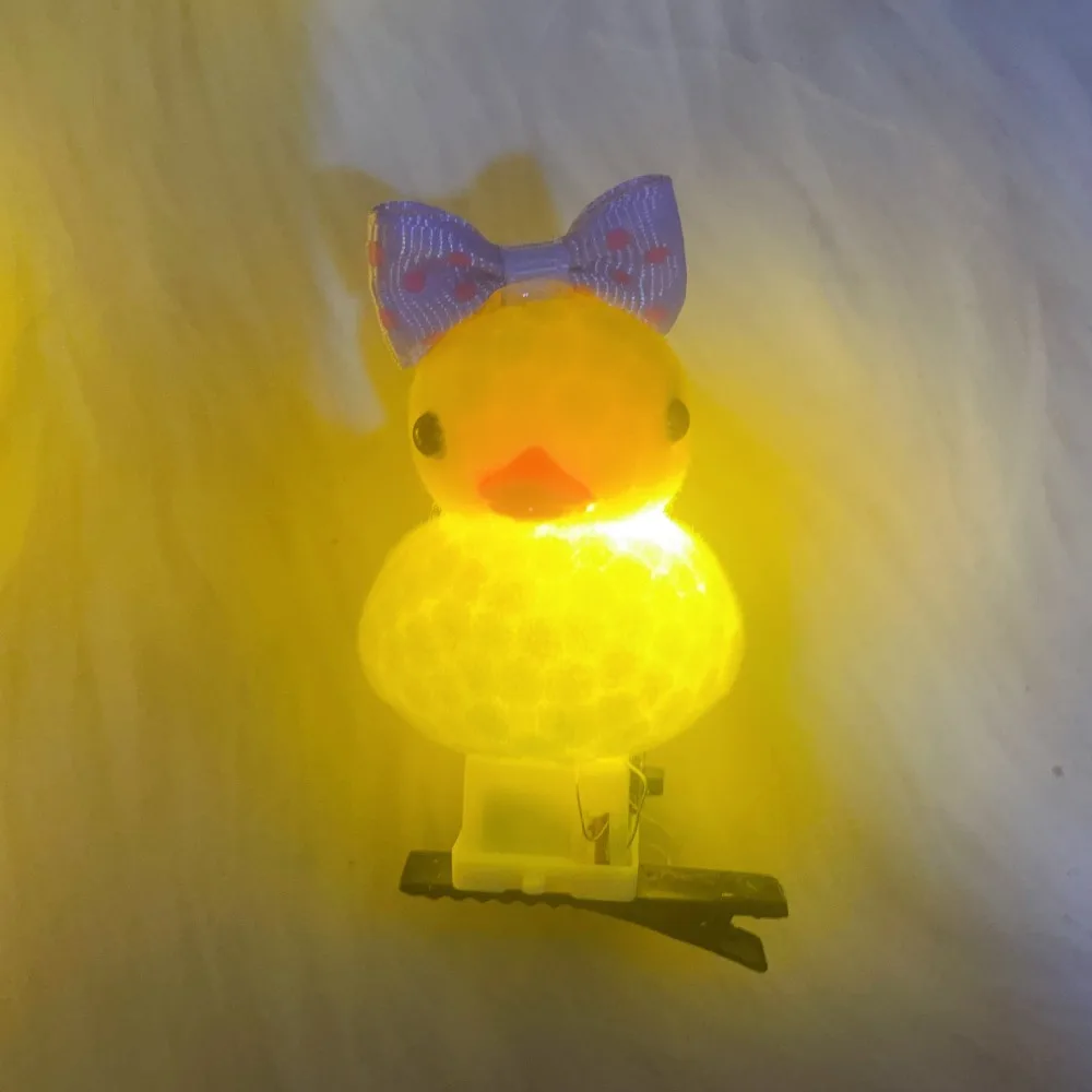 Gift Little Yellow Duck Glowing Duck Hair Clip Kawaii Cartoon Cute 3D Duckbill Clip Bowknot Spring Hair Hooks Children