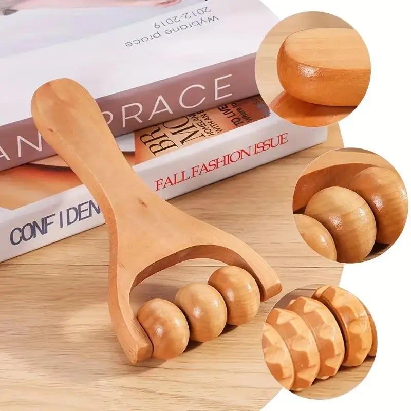 【A】Wooden Massager Compact Shoulder And Leg Roller Relaxation Tools Suitable For Whole Body,Face And Neck.