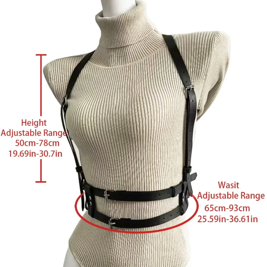 3 SZT. Gotycki Zestaw Pasków na Ramię i Łańcuszków na Ciało, Modne Nowatorskie Paski z PU, Zestaw do Przebrania w Stylu Parkour na Imprezy i na Zewnątrz