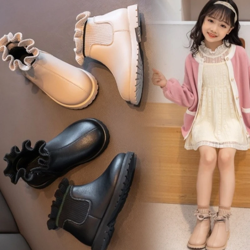 

Girls Snow Boots2025Winter New Velvet Princess Boot Fashion Autumn Boots Girl Anti Slip Comforta Child Performance Boots Booties