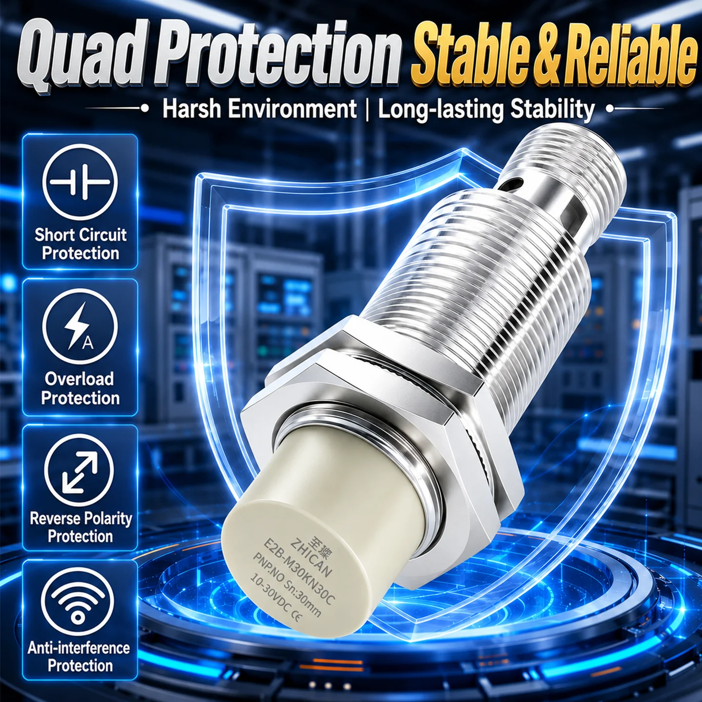 ZHICAN E2B M8 M12 M18 M30 Connector Type Inductive Proximity Sensor Long Range Quick Disconnect Metal Detection