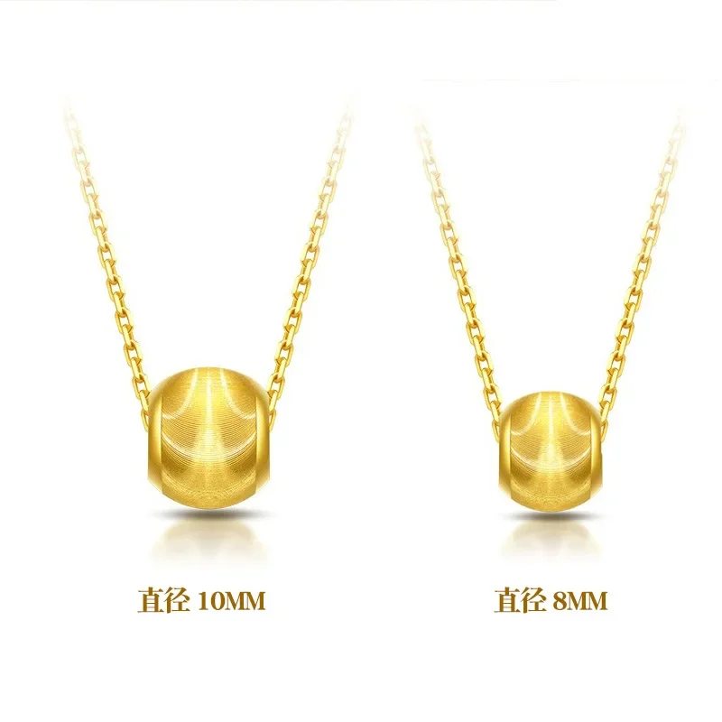 9999 real gold 24K yellow gold Cat's Eye Gold Bead Collarbone Necklace