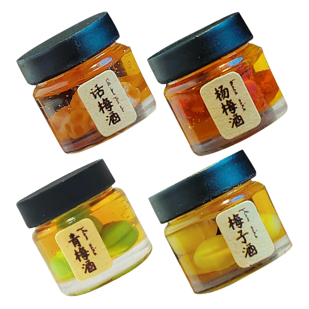 

4Pcs Miniature Drink Bottles Realistic Fake Beverages for Dollhouse Kitchen Decor Pretend Play Accessories Collectors