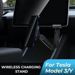 For Tesla Foldable Wireless Magnetic Phone Holder Phone Gripper Model 3 Y Magnetic Car Phone Holder Support Arm Mobile Stand