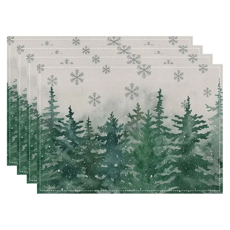 VIKAMA Green Snowman Christmas Meal Mat Waterproof and Insulated Table Mat Holiday Party Home Restaurant Table Decoration Mat