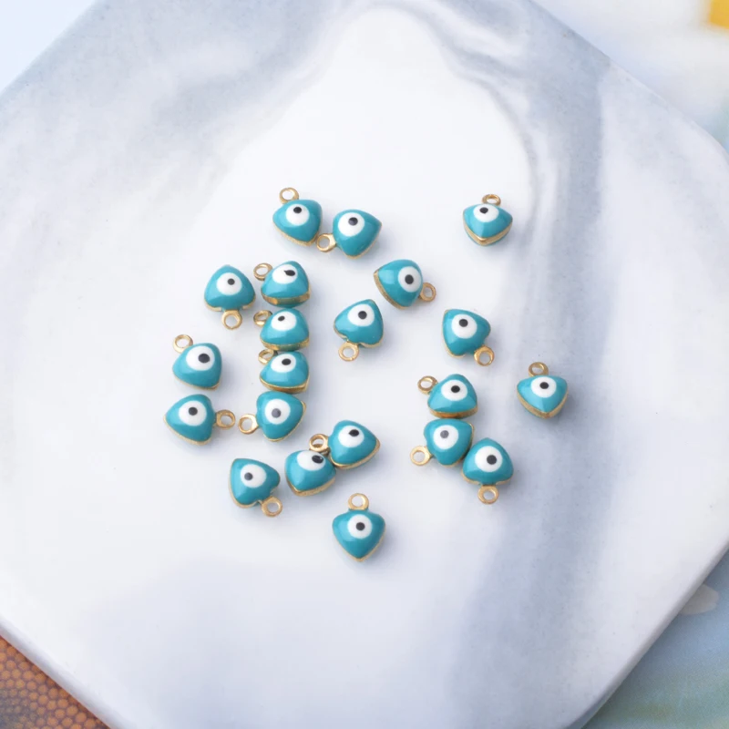 30 Stück beidseitig emaillierte Herz-Auge-Anhänger, Mini-Anhänger für die Schmuckherstellung, Armbänder, Ohrringe, Halsketten, Armbänder – Detail 11