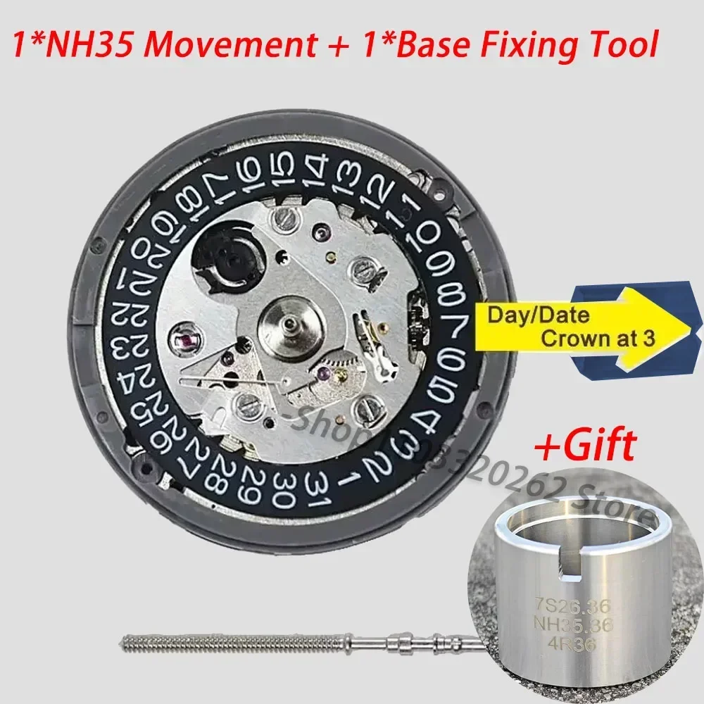 Giappone autentico NH35A movimento meccanico Premium NH35 ruota della data bianca 24 gioielli automatico a carica automatica ad alta precisione Movt Sostituisci