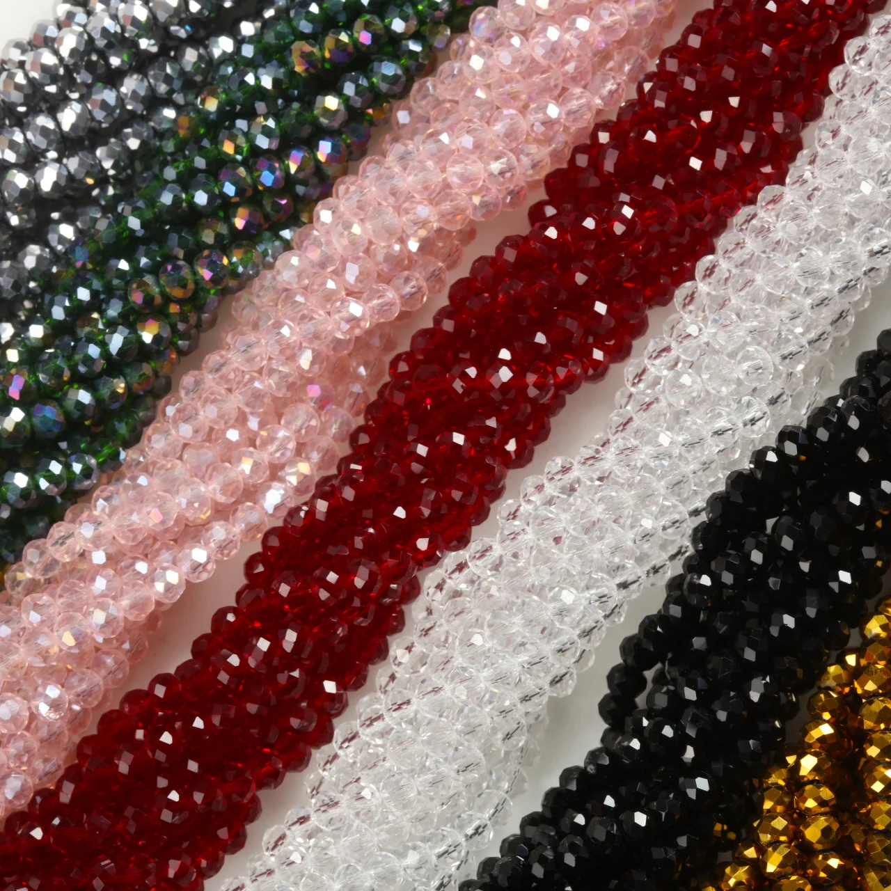 New 4mm 6mm Rondelle Austria Crystal Beads Faceted Glass Beads Loose Spacer Beads for DIY Bracelet Garment Making Wholesale