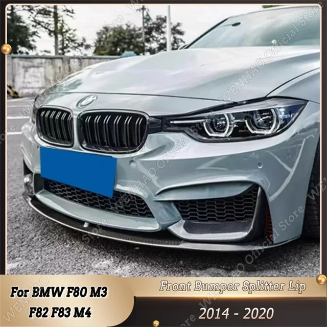 車のフロントバンパーリップボディキット,スポイラー,フォグライトトリム,グロスブラックabs,BMW用カーアクセサリーf80,m3,f82,f83,m4,2014-2020