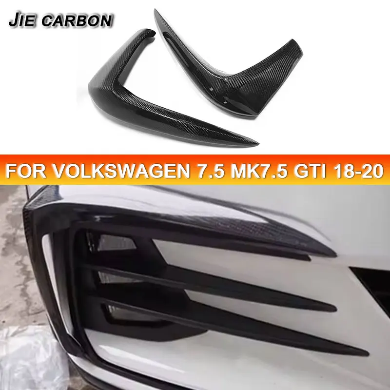 

For Volkswagen Golf 7.5 MK7.5 GTI 2018-2020 Carbon Fiber Front Bumper Grille Lamp Lip Spoiler Air Vent Splitter Auto Parts