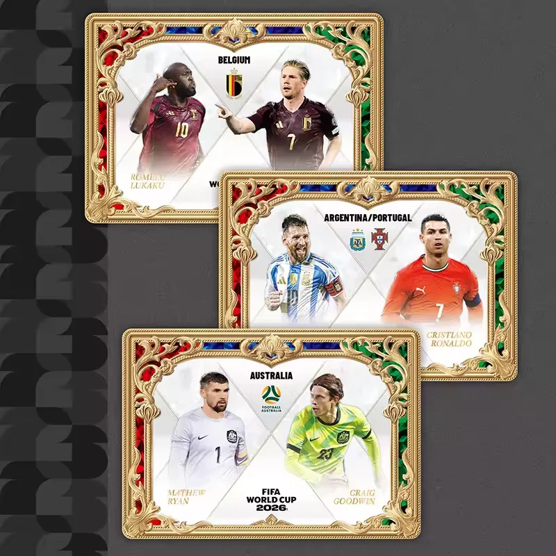 2026 FIFA World Cup Official Football Trading Cards Booster Box, Messi Ronaldo Salah Star Player Gold Foil Rare Holo Sports