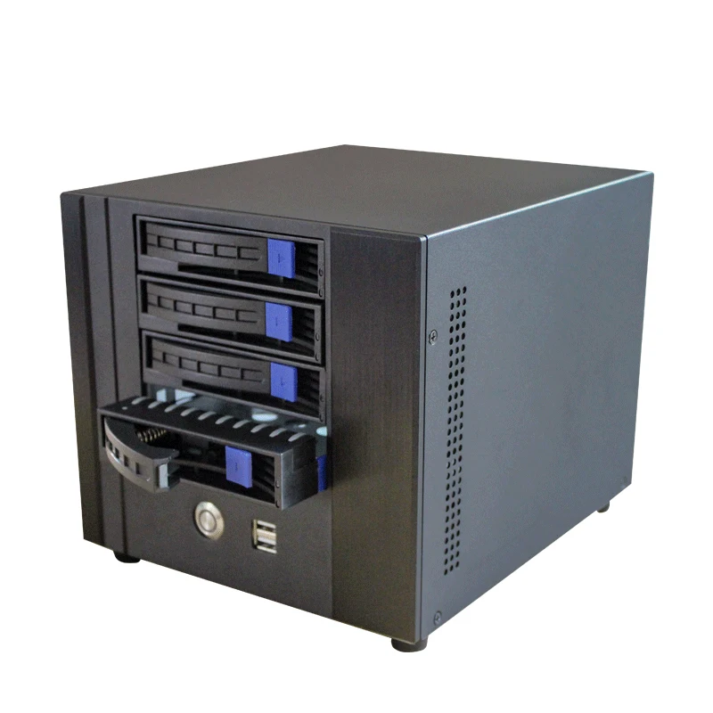 Network NAS Storage SECC Server Chassis Home Use Data Storage Desk Top Mini-ITX NAS Case 4 Bays Server Chassis