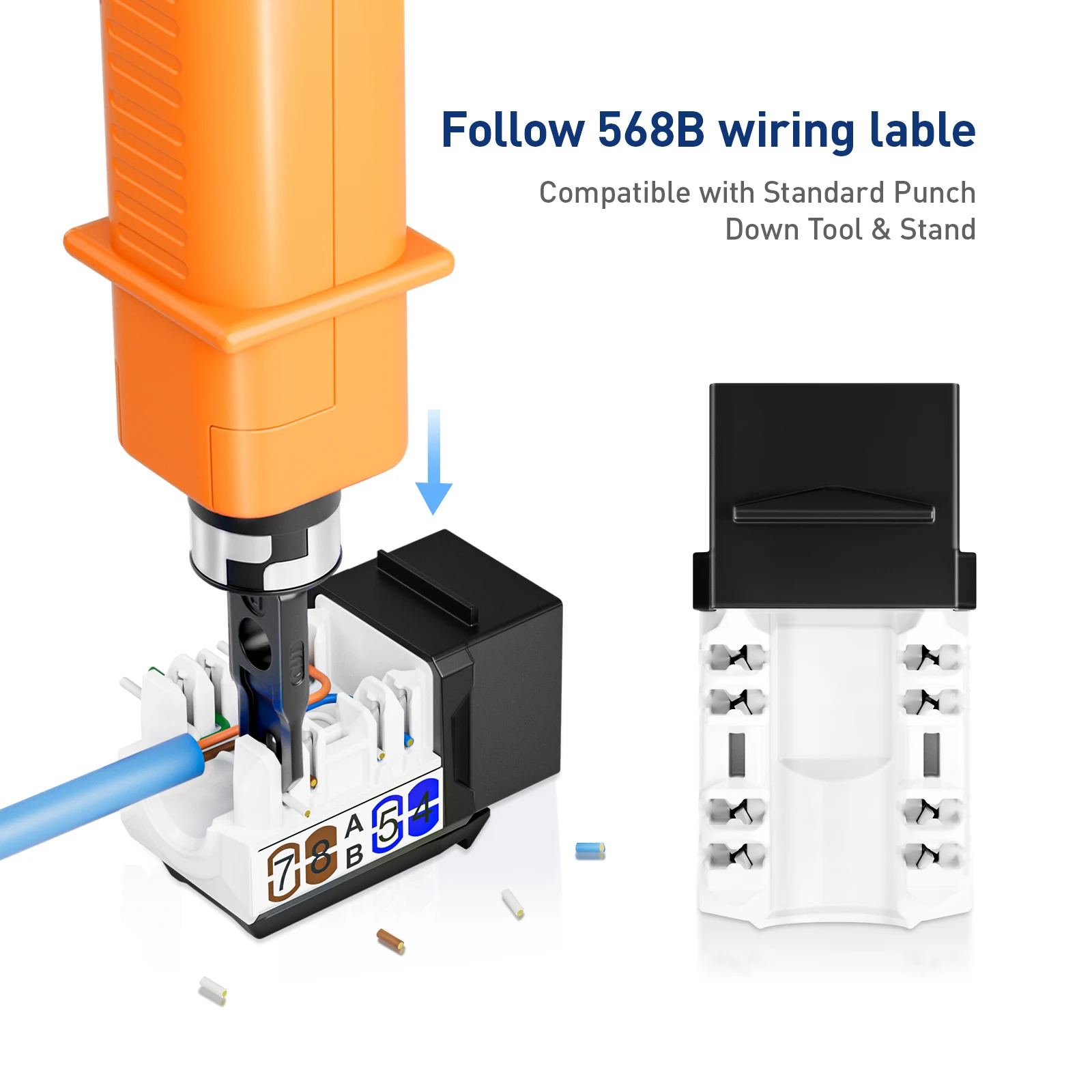 ZoeRax RJ45 Cat6 Keystone Jacks Slim Profile 1/10/30-Pack, 90-Degree Ethernet Punch Down Keystone Jack Adapter