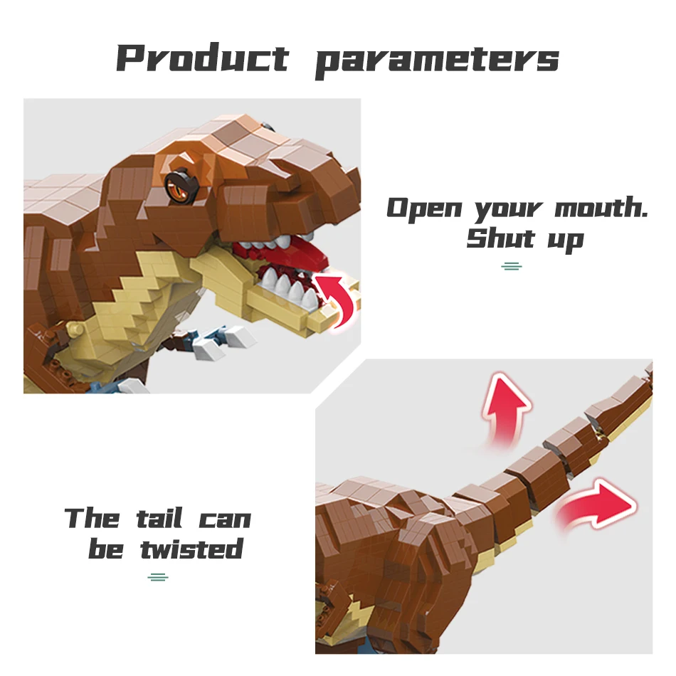 New Built Dinosaur Tyrannosaurus Rex Velocira Models Micro Mini Building Blocks Puzzle Toys Perfect Gifts Desktop Decoration