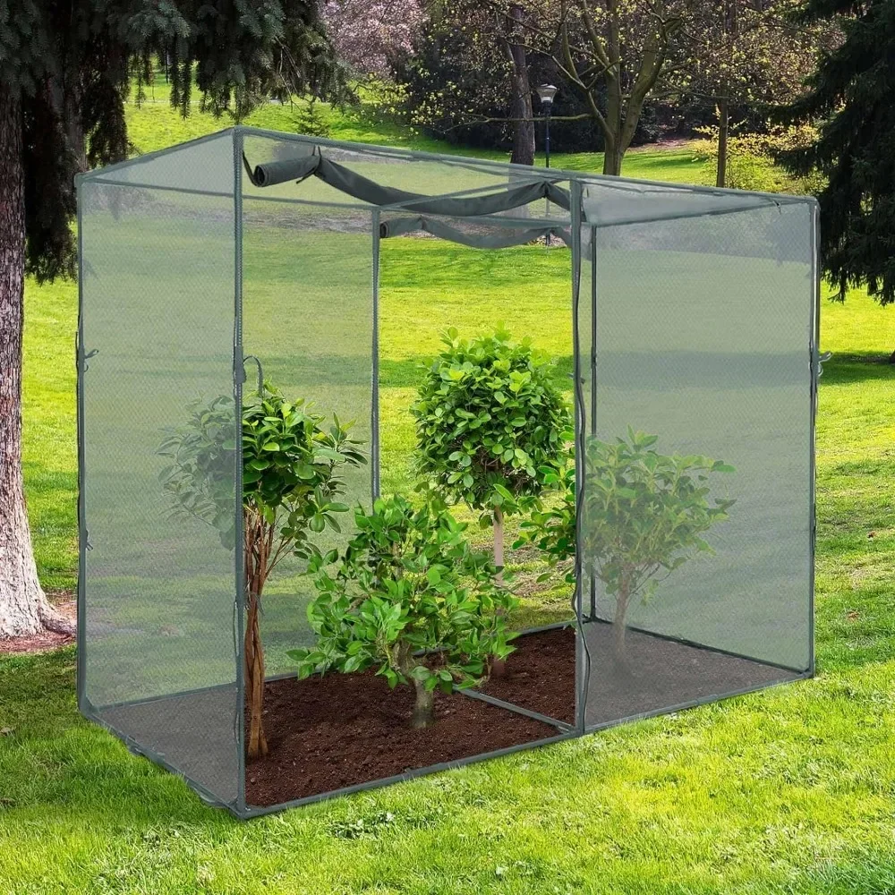 

Plant protection tent with 2 zippered doors, 12 ground staples, steel frame, crop cage, plant protection garden