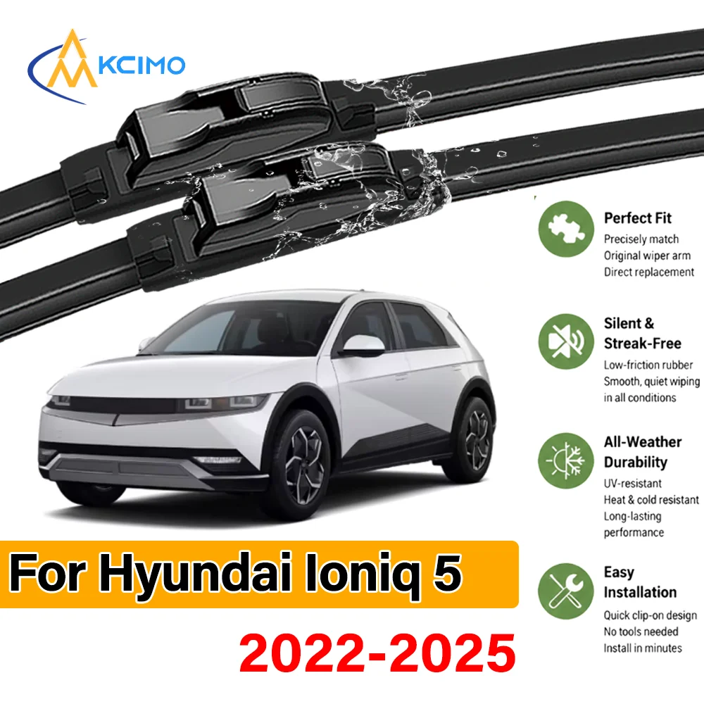 High Quality Front Wiper Blades for Hyundai Ioniq 5 NE 2022-2025 Low Noise Windscreen Windshield Rubber HD Durable Windows Wiper