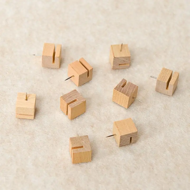 10Pcs Square Wooden Snap Button Pin With Slot For Cork Board Photo Display Decorative Push Pins For Easy Installation