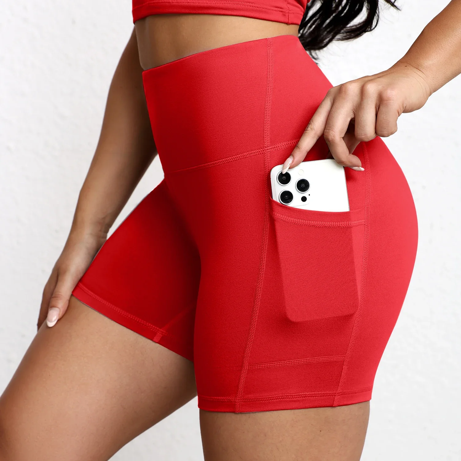 Yoga Shorts with Pockets High Waist Butt Lifting Cyclings Tights Outdoor Workout Jogging Shorts Sportswear Gym Running Short - Image 5