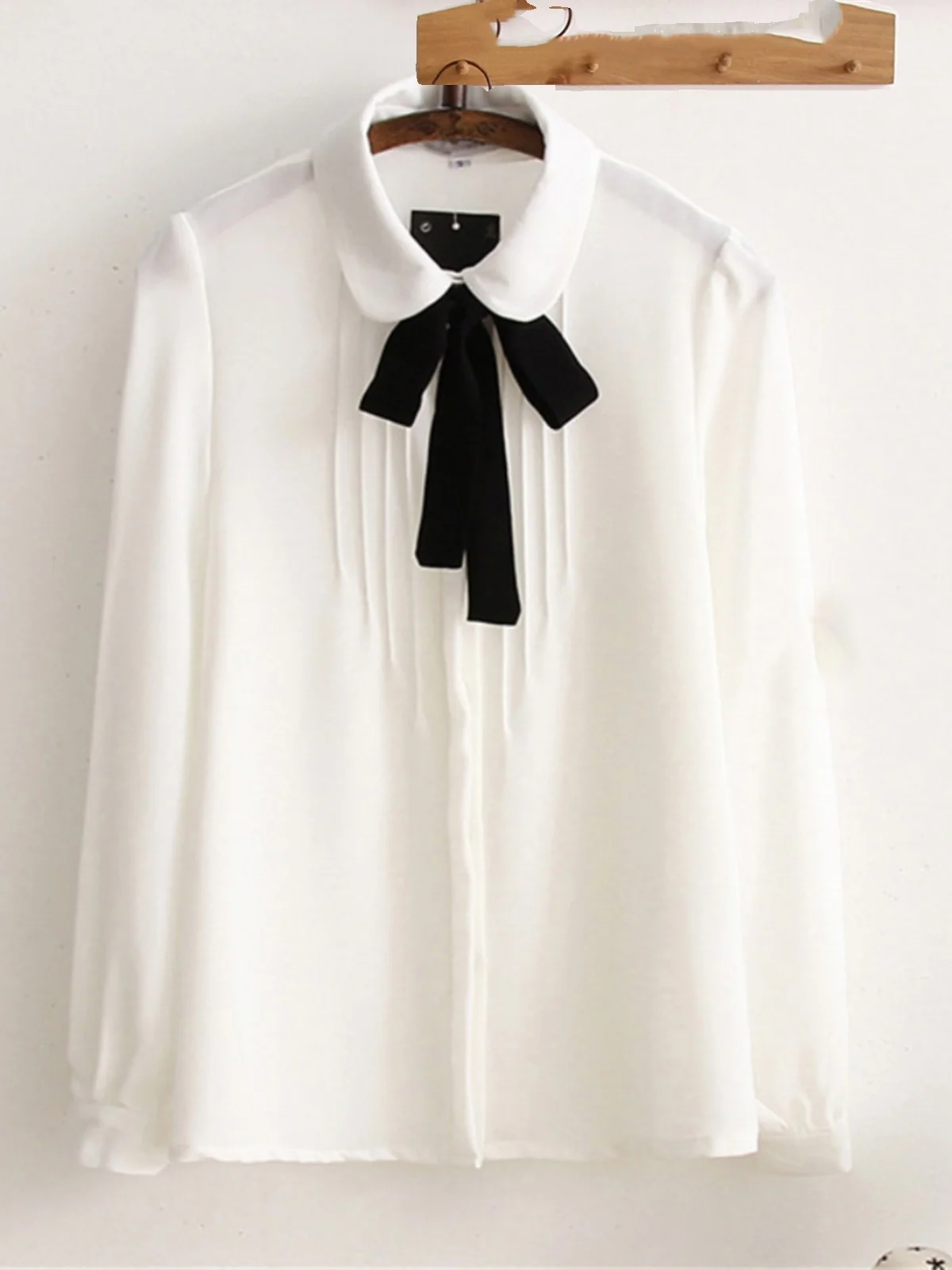 

Loose Fit White irt for Women Street Sle Doll Collar Long Sve Pure Color Summer Faion Ladies Premium Clothing