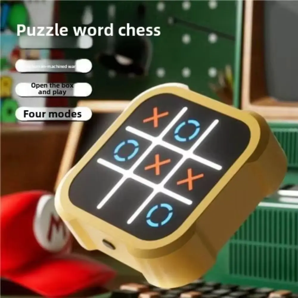 

USB Rechargeable Tic-Tac-Toe Handheld Game Memory Growth Thinking Exercise Handheld Puzzle Game Console Interest Funny