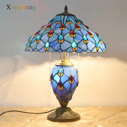 Tiffany Stained Glass Table Lamps for Living Room Bedroom Bedside Desk Lamp Kitchen Dining Room Art Decor Iron LED Light Fixture