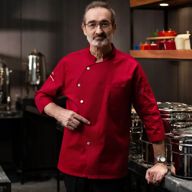 Jantar chefe macacão masculino de manga comprida outono e inverno hotel ocidental restaurante panela quente restaurante cozinha traseira ferramentas