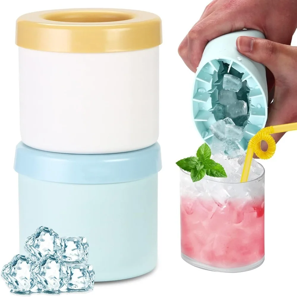 Zylindrische Silikon-Eiswürfelform, bietet Platz für 60 Eiswürfel, Press-Eisbecher aus lebensmittelechtem Silikon, geeignet für Whiskey, Cocktails und Saft