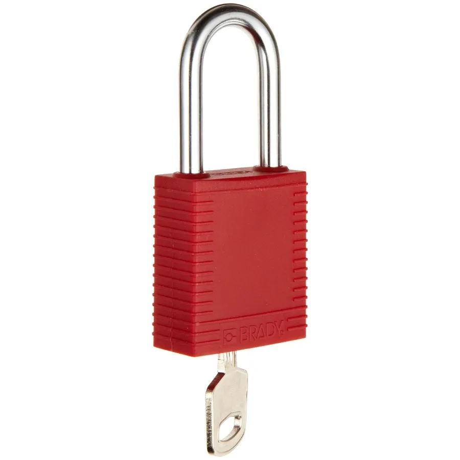 

51339 Plastic Lockout/Tagout Padlock Keyed Different 1-3/4 Body Length 1-1/2 Shackle Clearance Red Pack of 6 for Industrial Saf