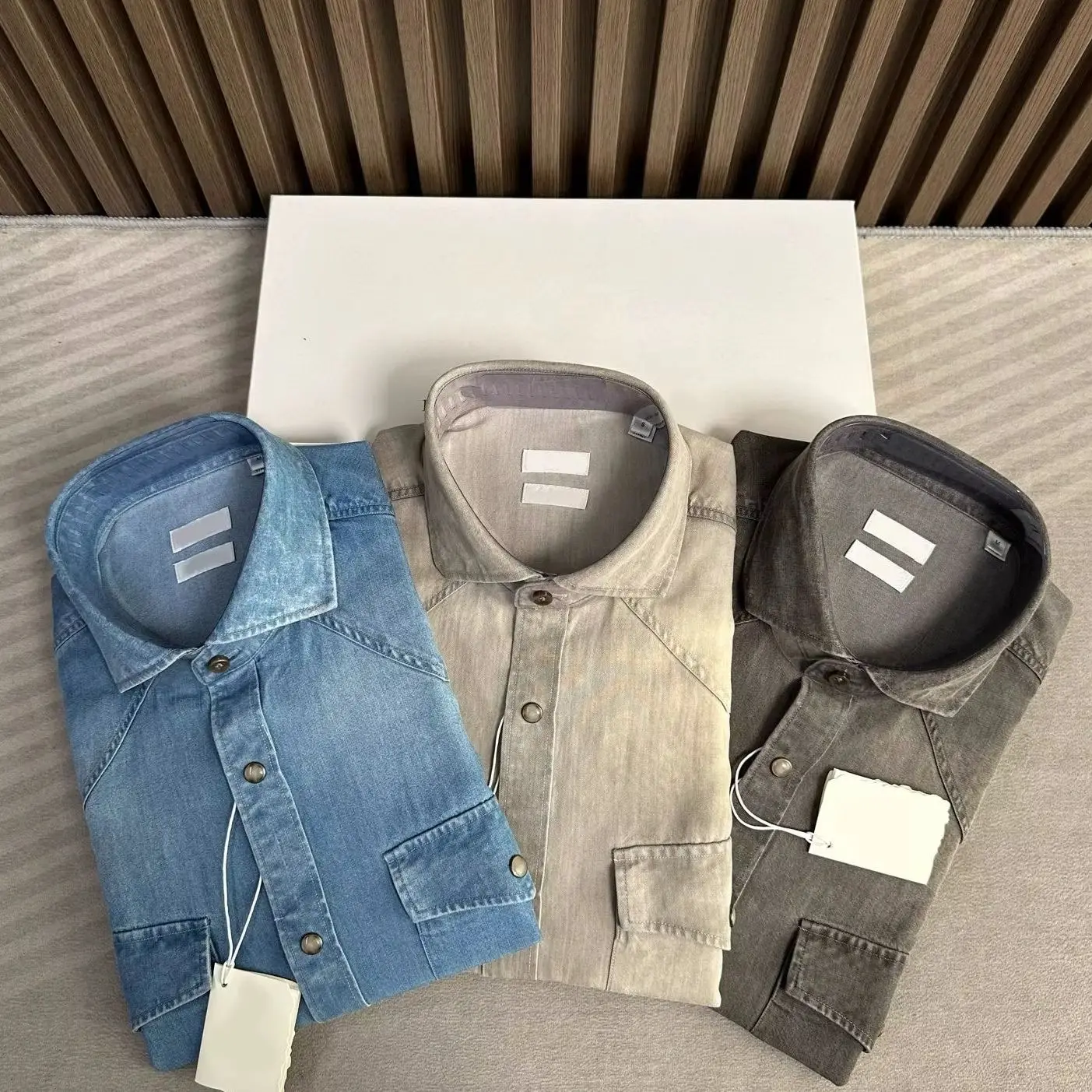 

BC Итальянская джинсовая повседневная мужская рубашка с длинными рукавами и лацканами