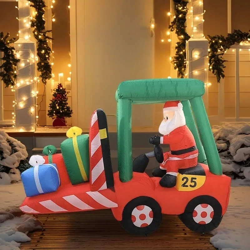 Christmas Forklift Old Man Glow Holiday Decoration Inflatable Mold Inflatable Santa Claus