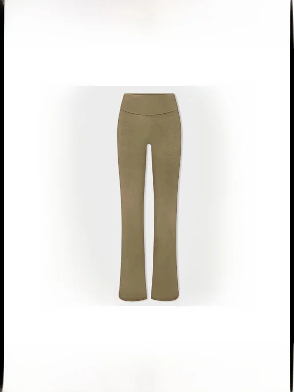 

High Waist Versatile Casual Pants Slimming Effect Outdoor FOLR Legging Comfortable Breathable Knitted Cotton Jersey Ladies