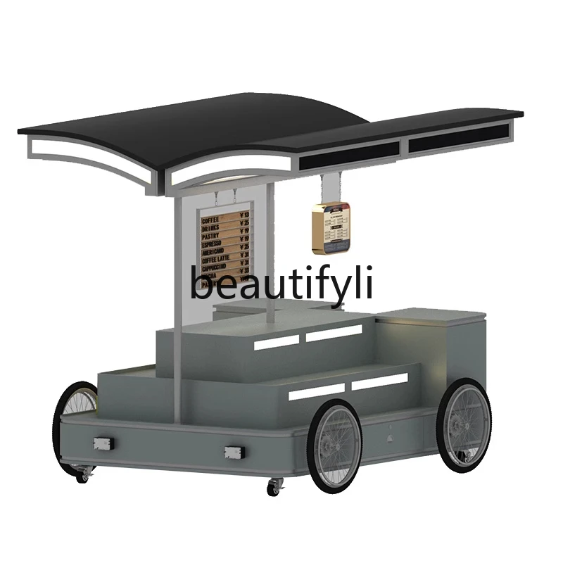 

Shopping mall promotion display car iron flower car food street stall night market scenic mobile wine cabinet