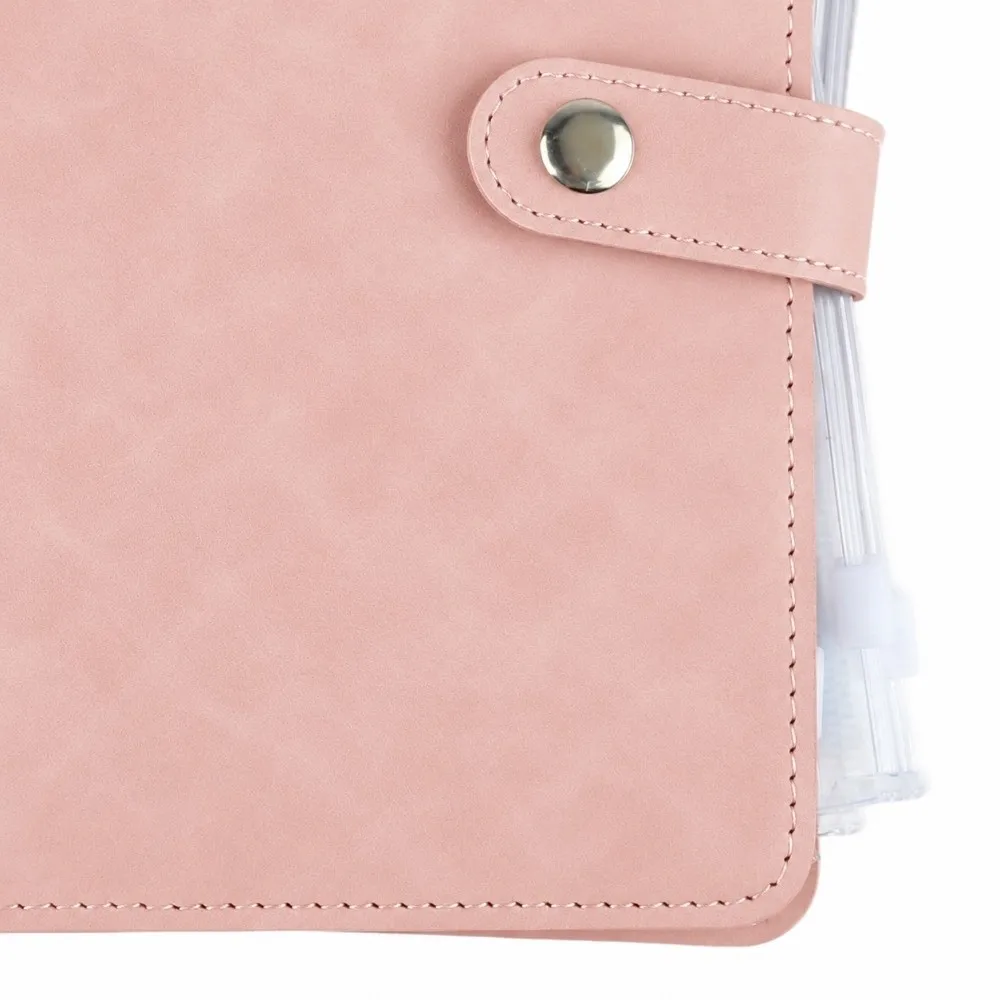 A6 Leather Shell Binder Notebook Rectangle Shape A6 Size Leather Planner Cover Multiple Pockets Removable Sheets