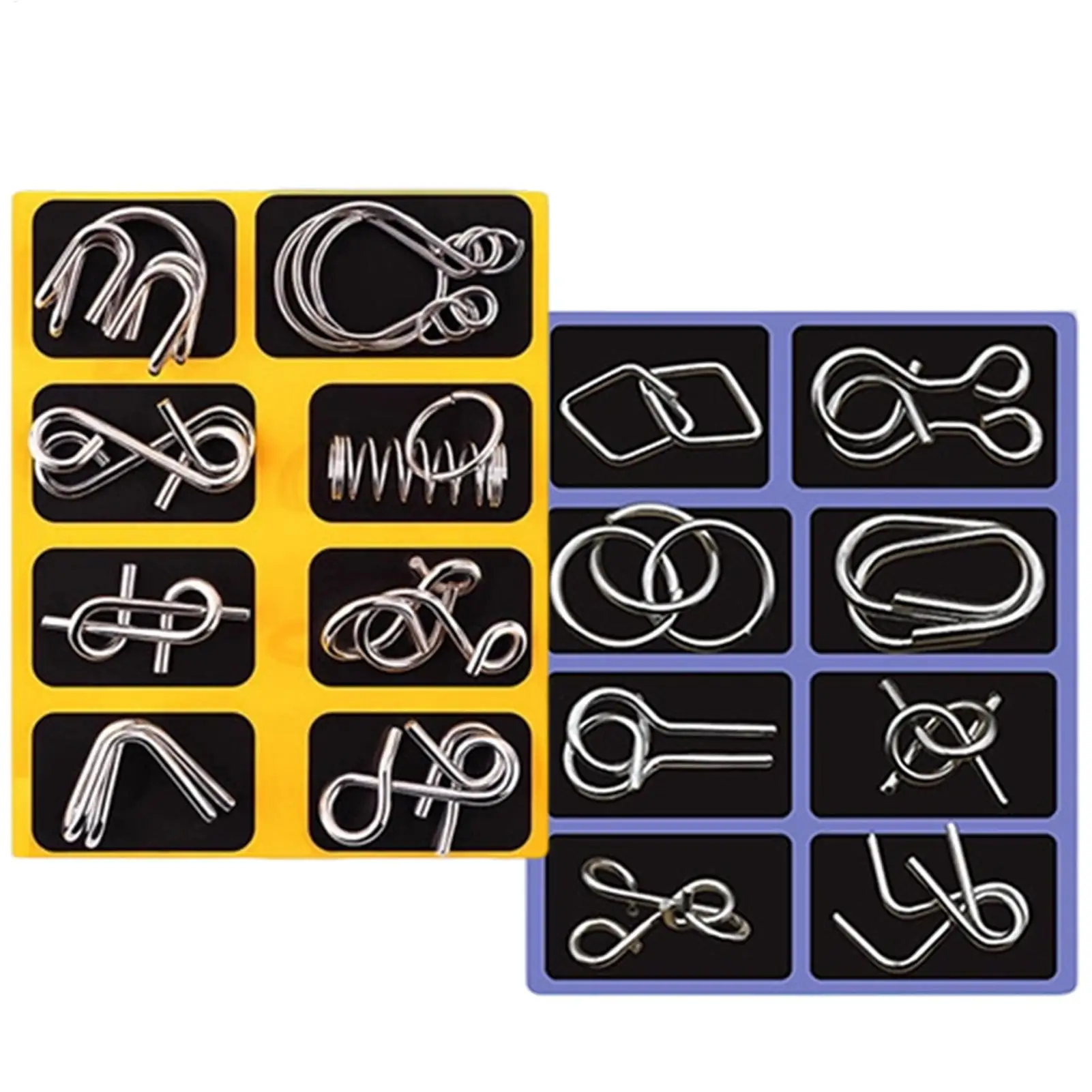 Metal Puzzle Set Interlock Unlock Ring 16 Pieces Brain Teaser Metal Puzzle Set for Students Children Adults Home Party Game