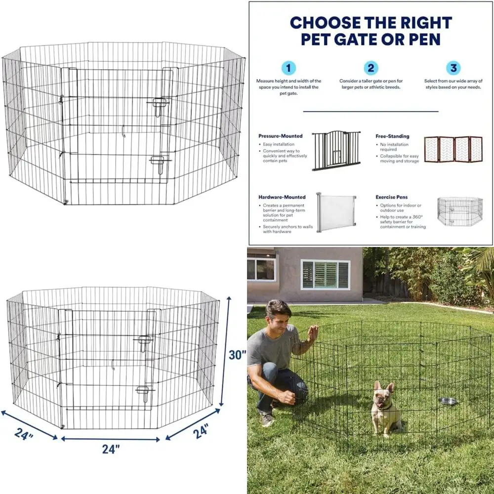 

Modular Black Dog Exercise Pen for Stretching Legs, 30 Inches High, Pet Safety and Comfort, Ideal for Outdoor Play and Training